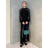 メッシュカーディガンスリットワンピースツインセット[品番 