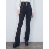 Wレースアップハイウエストフレアパギンス | EMODA | 詳細画像1 