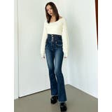 Wレースアップハイウエストフレアパギンス | EMODA | 詳細画像20 