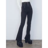 Wレースアップハイウエストフレアパギンス | EMODA | 詳細画像3 