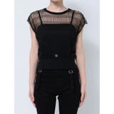 ブラック | シアーチュールニットタンクトップ | EMODA