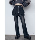 ブラック | レイヤージャストウエストフレアージーンズ | EMODA