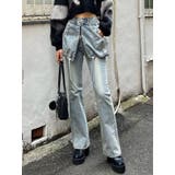 アイスブルー | レイヤージャストウエストフレアージーンズ | EMODA