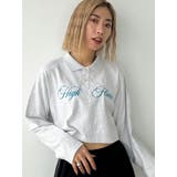 グレー | グラフィカルポロロングTシャツ | EMODA