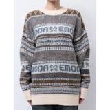 ベージュ | ノルディックパターンオーバーニット | EMODA