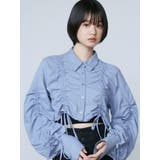 ブルー | ストリングリボンショートシャツ | EMODA