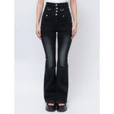 ブラック | ハングリボンフレアハイウエストパギンス | EMODA