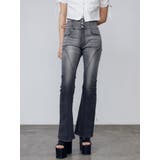 ブラック | カットアウトハイウエストフレアパギンス | EMODA