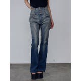 ブルー | カットアウトハイウエストフレアパギンス | EMODA