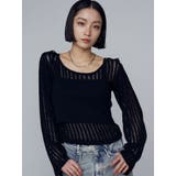 ブラック | レイヤードシアーニット | EMODA