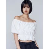 ホワイト | 2WAYギャザーショルダートップ | EMODA