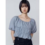 ブルー | 2WAYギャザーショルダートップ | EMODA