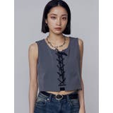 グレー | レースアップナイロントップス | EMODA