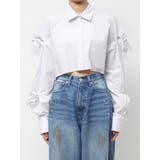 ホワイト | ノットスリーブオーバーシャツ | EMODA