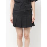 ブラック | リブワイドプリーツスカート | EMODA