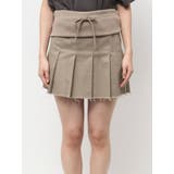 ベージュ | リブワイドプリーツスカート | EMODA