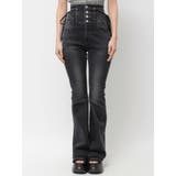 サイドオープンハイウエストフレアパギンス | EMODA | 詳細画像1 