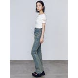 サイドオープンハイウエストフレアパギンス | EMODA | 詳細画像29 