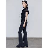 サイドオープンハイウエストフレアパギンス | EMODA | 詳細画像32 