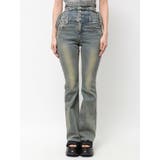 アイスブルー | サイドオープンハイウエストフレアパギンス | EMODA