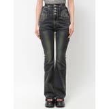 インディゴ | サイドオープンハイウエストフレアパギンス | EMODA