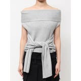 グレー | リボンオフショルダートップ | EMODA