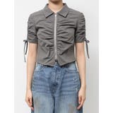 グレー | ギャザージップシャツトップ | EMODA