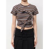 ブラウン | ダブルリボンコンパクトTシャツ | EMODA
