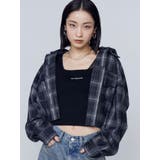 ブラック | クロップフードシャツ | EMODA