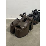 ブラウン | クロスバルキーフォームサンダル | EMODA