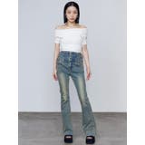 サイドオープンハイウエストフレアパギンス | EMODA | 詳細画像28 