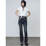 サイドオープンハイウエストフレアパギンス | EMODA | 詳細画像9 