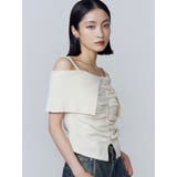 フロントボタンオフショルダーニット | EMODA | 詳細画像3