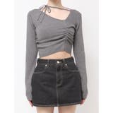 グレー | CHOKER GATHER LONG SLEEVE KNIT | EMODA