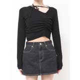 ブラック | CHOKER GATHER LONG SLEEVE KNIT | EMODA