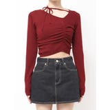 レッド | CHOKER GATHER LONG SLEEVE KNIT | EMODA