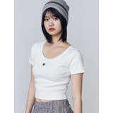 ホワイト | スプレープリントコンパクトTシャツ | EMODA
