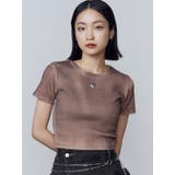 ブラウン | スプレープリントコンパクトTシャツ | EMODA