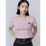 ピンク | ロゴパッチミニマルTシャツ | EMODA