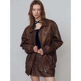 ブラウン | ヴィンテージフェイクレザーブルゾン | EMODA