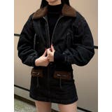 ブラック | ボアカラーデニムブルゾン | EMODA