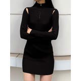 ブラック | オープンリブジップニットワンピース | EMODA