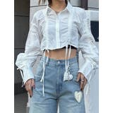 ホワイト | ストリングリボンショートシャツ | EMODA