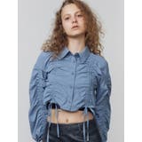 ブルー | ストリングリボンショートシャツ | EMODA