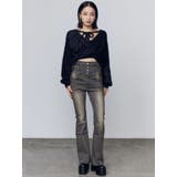 リボンハイウエストフレアパギンス | EMODA | 詳細画像5 