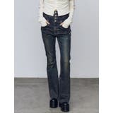 インディゴ | リボンハイウエストフレアパギンス | EMODA