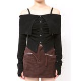 ブラック | FRONT BUTTON OFF SHOULDER KNIT | EMODA