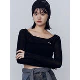 ブラック | シアーベロアプレートクロップトップ | EMODA