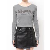 グレー | ロゴパッチクロップロングスリーブTシャツ | EMODA