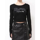 ブラック | ロゴパッチクロップロングスリーブTシャツ | EMODA